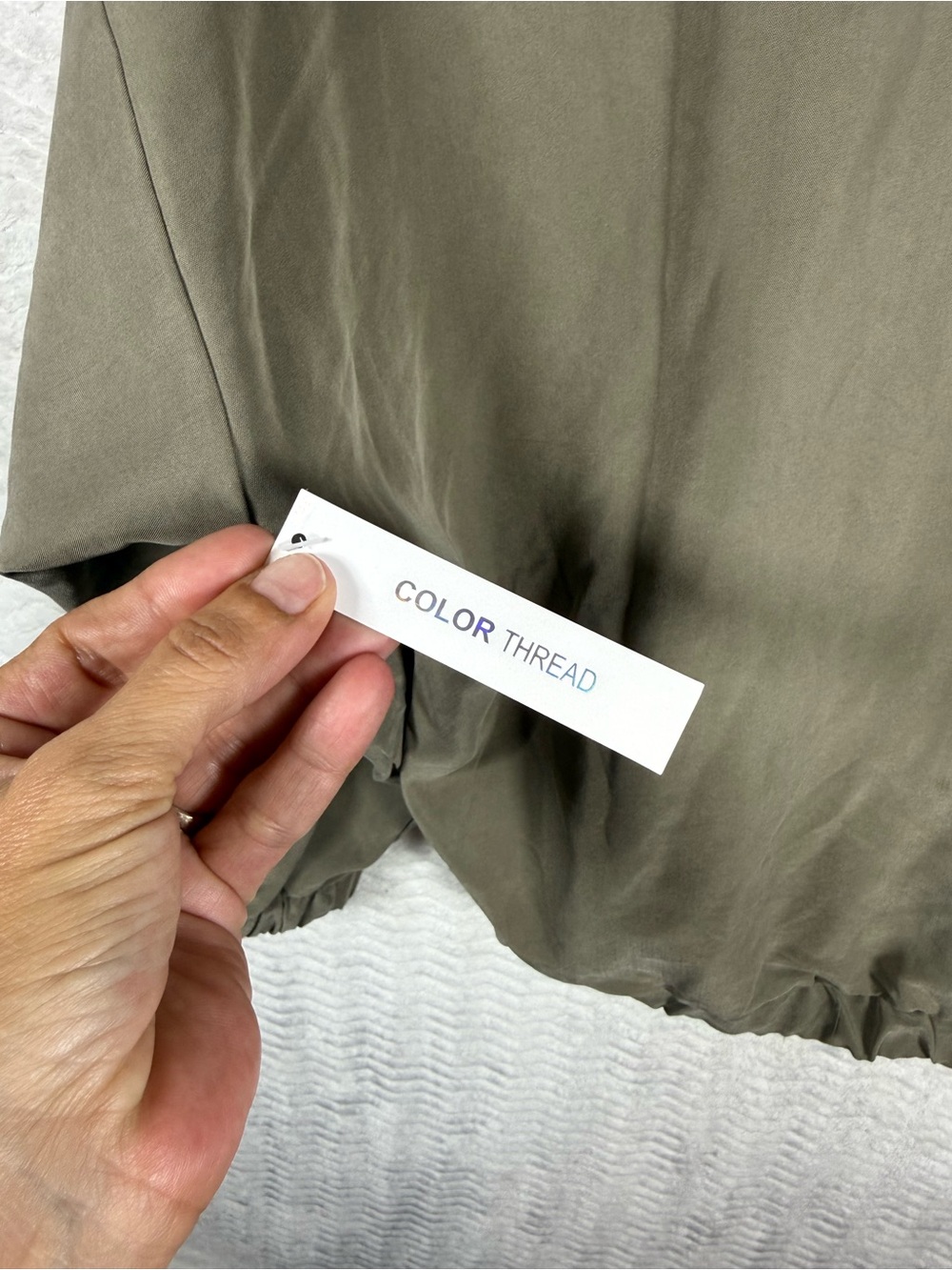 Color Thread Olive Button-Up Shirt Jacket - Picture 7 of 7